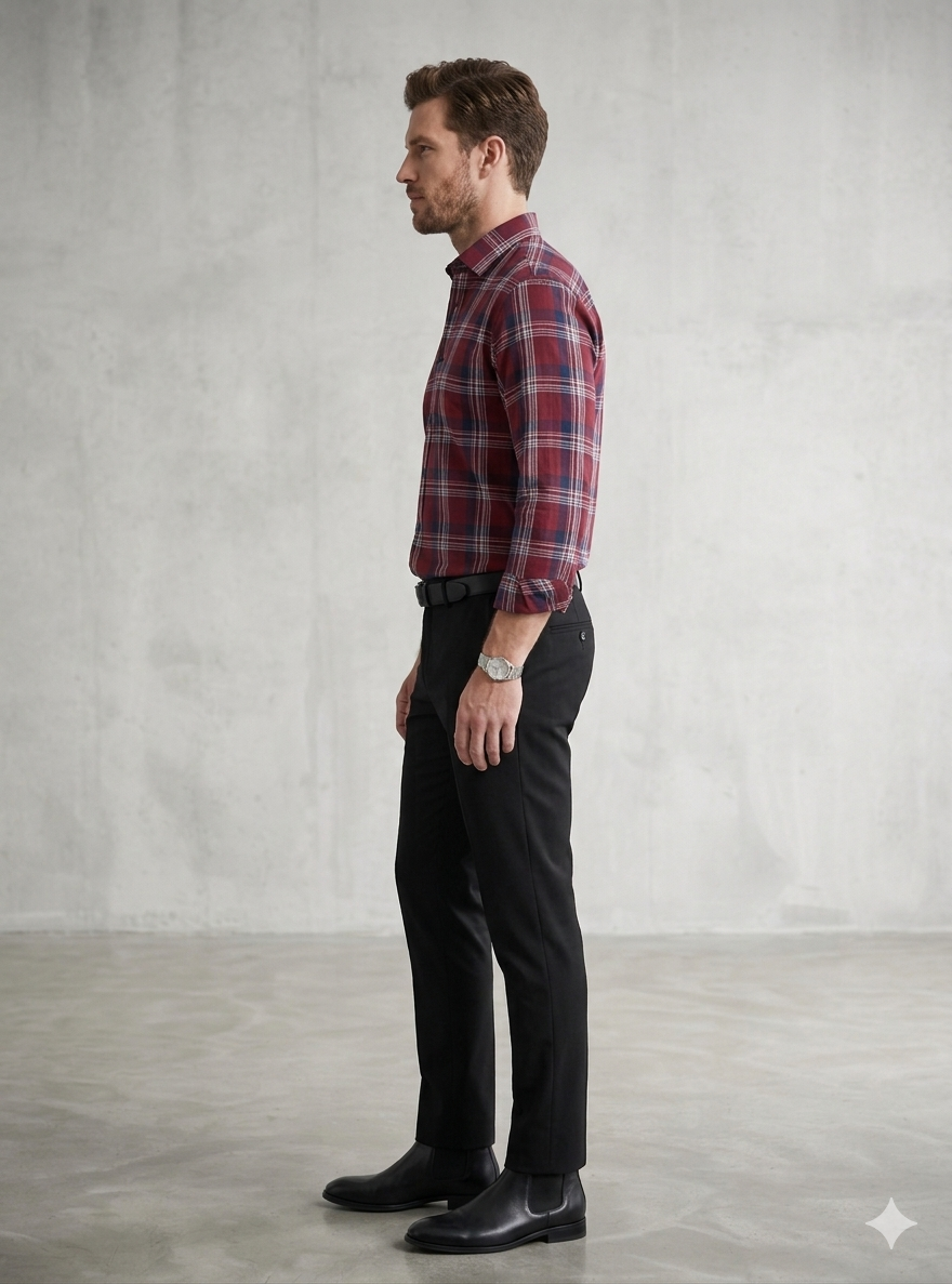 Men’s Maroon Checked Casual Shirt
