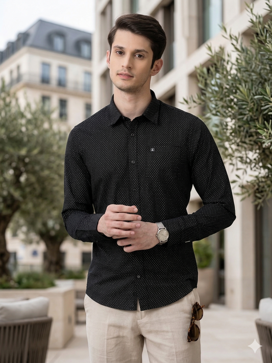 Canoe Men Casual Shirt White Color Cotton Fabric Button Closure Printed