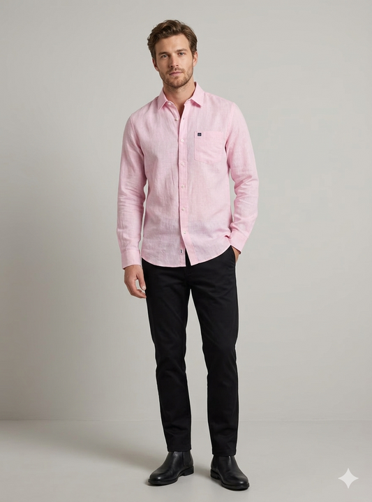 Men’s Solid Pink Casual Shirt