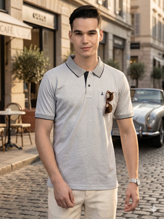 Canoe Men Short Sleeve Polo Neck Solid Pattern T-Shirt