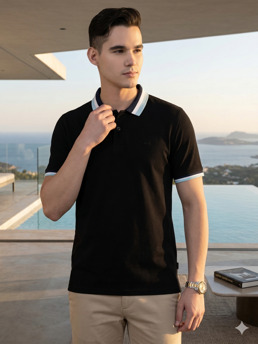 Canoe Men Short Sleeve Polo Neck SOLID Pattern T-Shirt