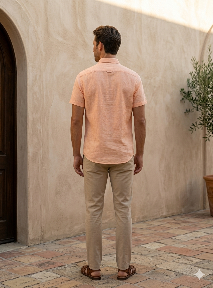 Linen Shirts: Peach Linen Shirt by CANOE