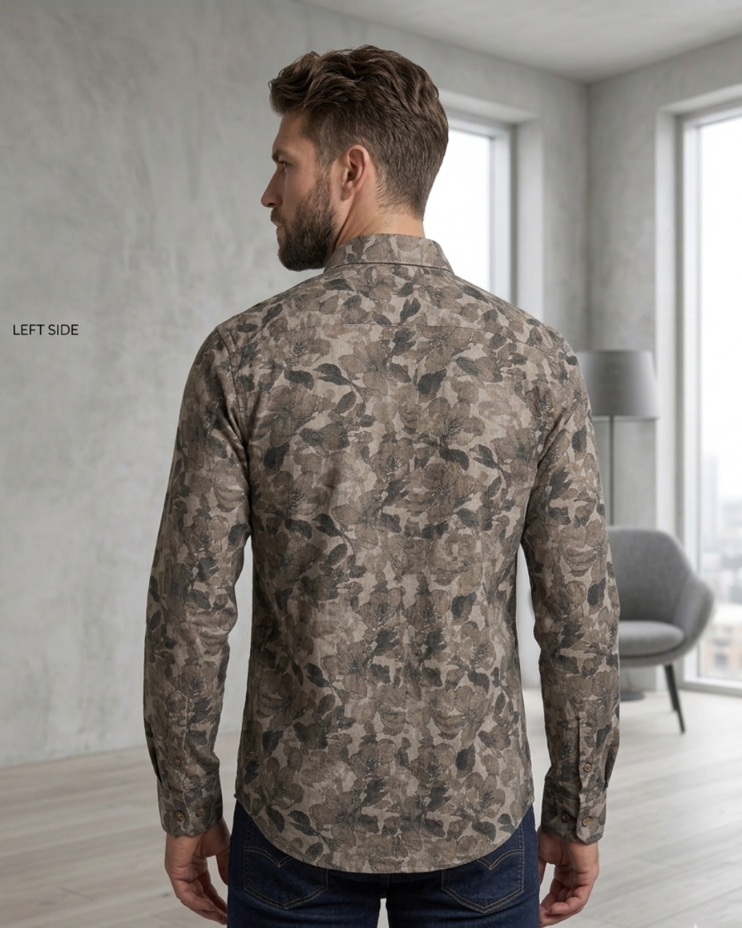 Men’s Slim Fit Floral Printed Casual Shirt – Premium Cotton Blend