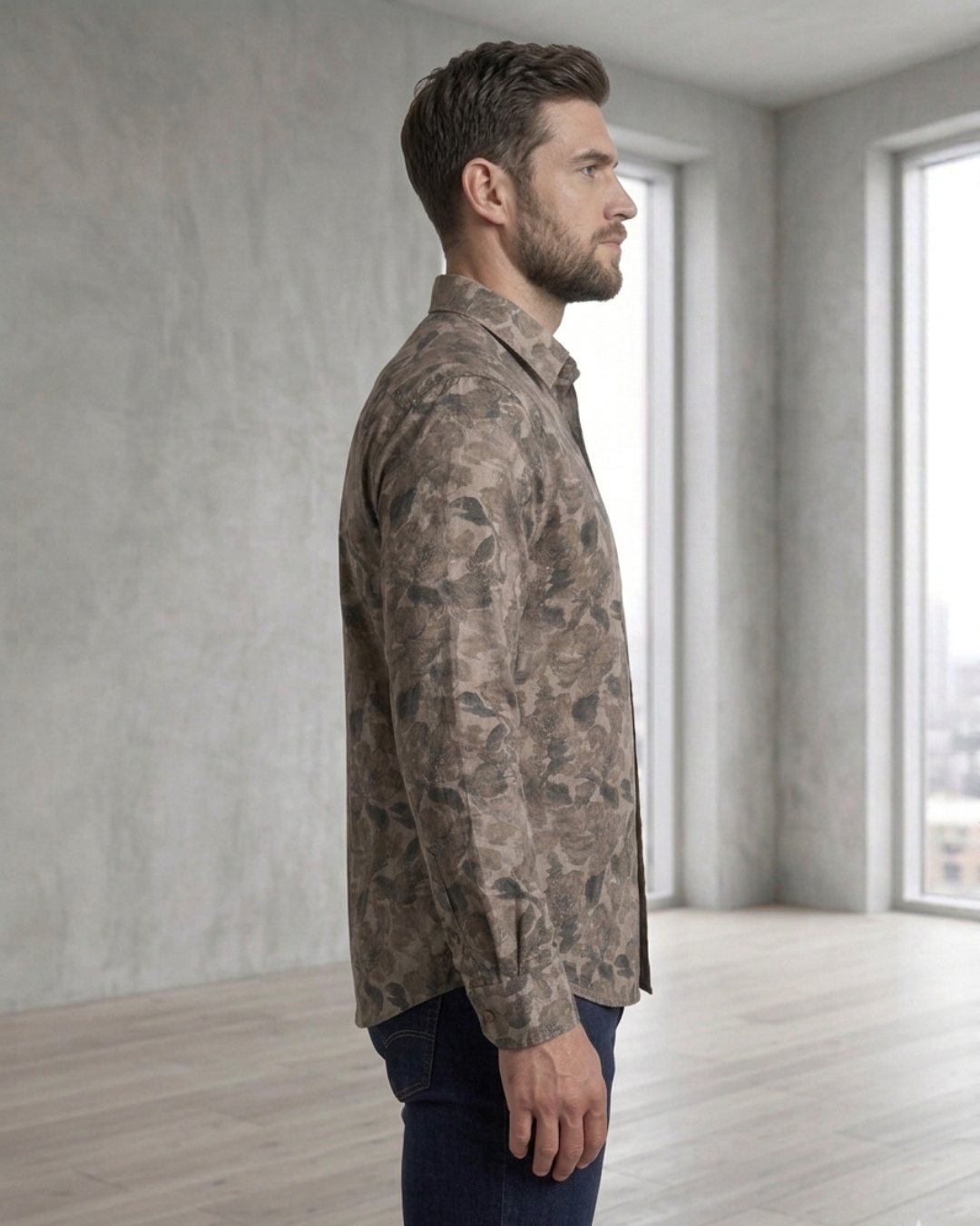Men’s Slim Fit Floral Printed Casual Shirt – Premium Cotton Blend