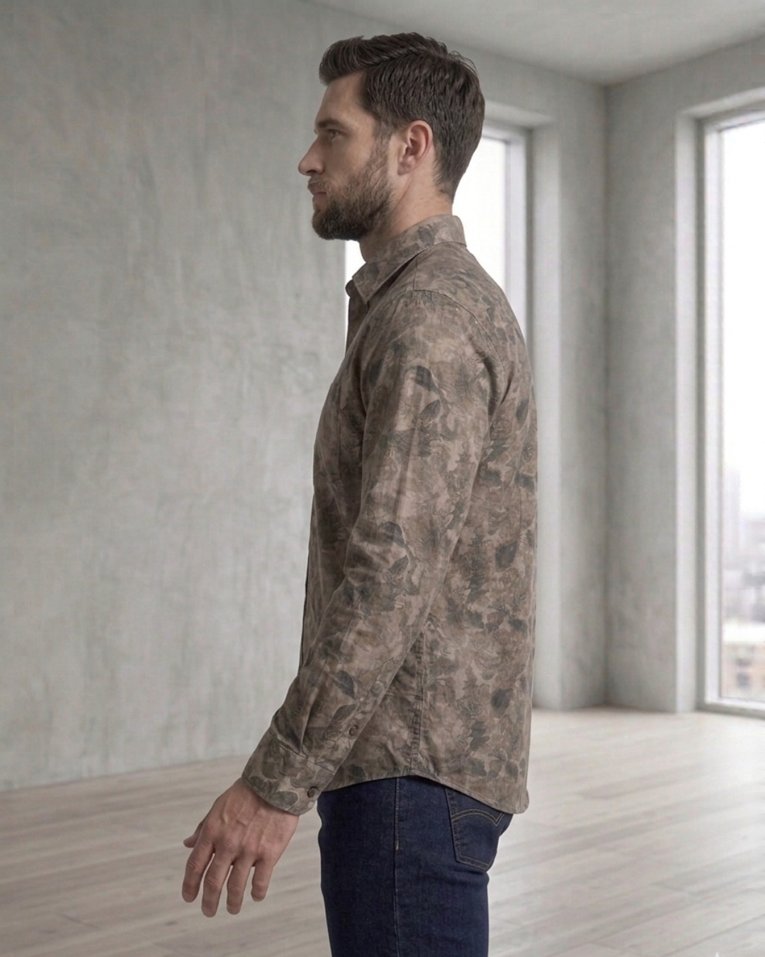 Men’s Slim Fit Floral Printed Casual Shirt – Premium Cotton Blend