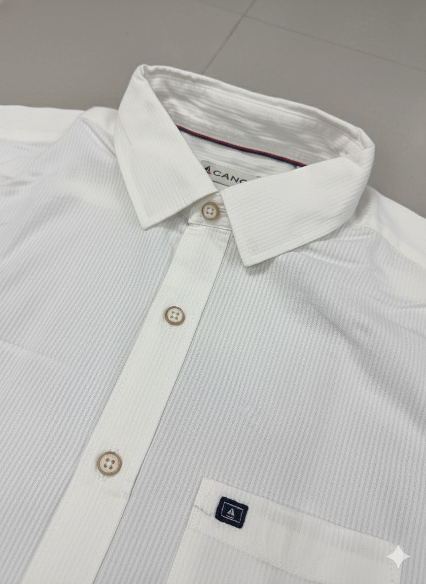 Classic White Slim-Fit Cotton Shirt for Men