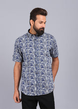 Load image into Gallery viewer,  half sleeve shirt, best casual shirts for men, latest shirts for men, mens shirt, gents shirt, trending shirts for men, mens shirts online, low price shirting, men shirt style, new shirts for men, cotton shirt, full shirt for men, collection of shirts, printed shirt, casual shirt, smart fit, blue shirt, urban shirt, grey shirt, canoe
