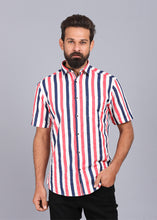 Load image into Gallery viewer, printed half sleeve shirts, red shirt mens, half sleeve shirt, best casual shirts for men, latest shirts for men, mens shirt, gents shirt, trending shirts for men, mens shirts online, low price shirting, men shirt style, new shirts for men, cotton shirt, full shirt for men, collection of shirts, striped shirt, casual shirt, smart fit, navy shirt for men, canoe

