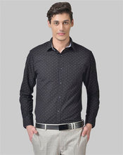 Load image into Gallery viewer, best formal shirts for men, black shirt, latest shirts for men, mens shirt, gents shirt, trending shirts for men, mens shirts online, low price shirting, men shirt style, new shirts for men, cotton shirt, full shirt for men, collection of shirts, printed shirt, formal shirt, tailored fit shirt, full sleeve shirt, black shirt for men, canoe
