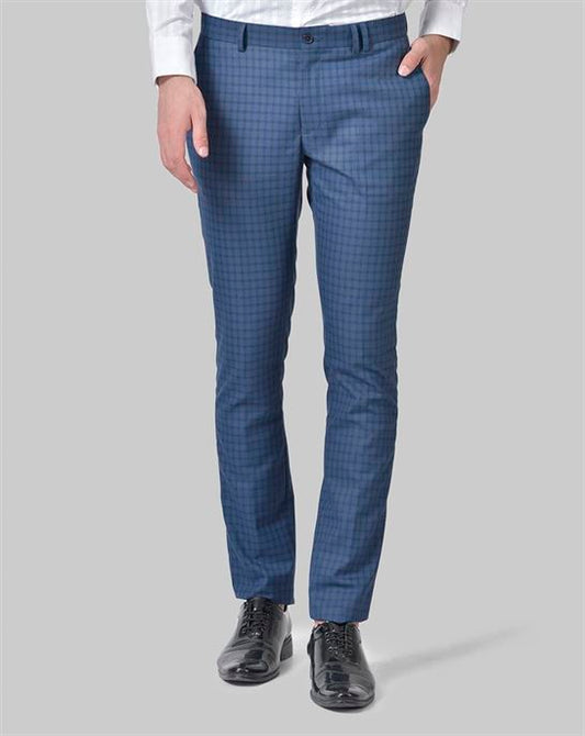 checkered trouser, gents trouser, trouser pants for men, blue trouser for men, formal trouser, men trouser, gents pants, canoe men's formal trousers