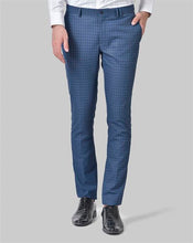 Load image into Gallery viewer, checkered trouser, gents trouser, trouser pants for men, blue trouser for men, formal trouser, men trouser, gents pants, canoe men&#39;s formal trousers
