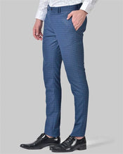 Load image into Gallery viewer, canoe checkered trouser, gents trouser, trouser pants for men, blue trouser for men, formal trouser, men trouser, gents pants, men&#39;s formal trousers
