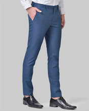 Load image into Gallery viewer, checkered trouser, gents trouser, trouser pants for men, blue trouser for men, formal trouser, men trouser, gents pants, men&#39;s formal trousers, canoe
