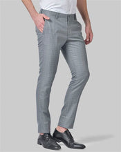 Load image into Gallery viewer, checkered trouser, gents trouser, trouser pants for men, grey trouser for men, formal trouser, men trouser, canoe gents pants, men&#39;s formal trousers
