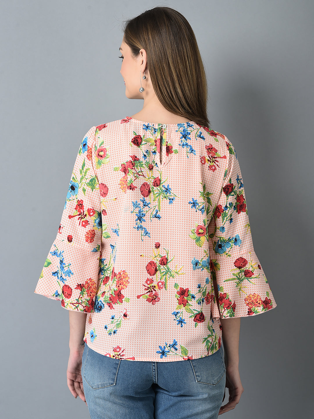 Canoe Women Floral Print Peach Color Top