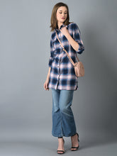 Load image into Gallery viewer, Canoe Women Straight Hem Blue Color Shirt
