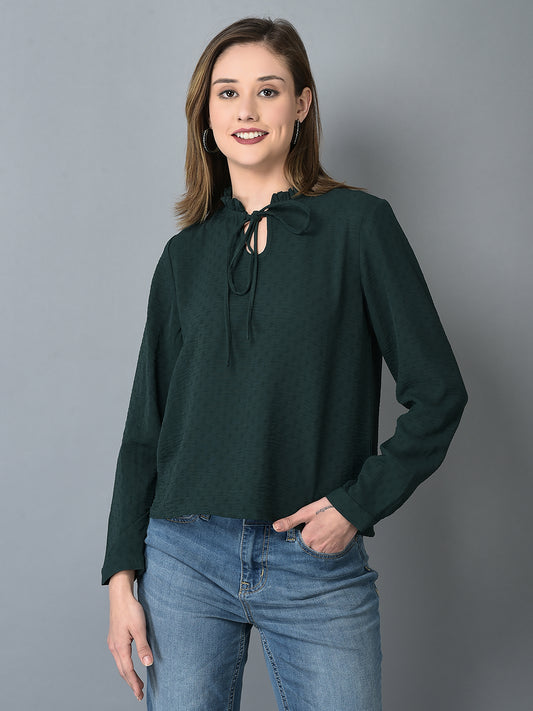 Canoe Women Straight Hem Tie-Up Neck Top