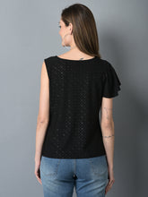 Load image into Gallery viewer, Canoe Women Black Metallic Fabric Sustainable Top
