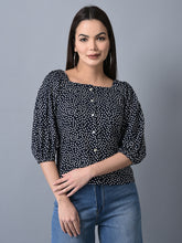 Load image into Gallery viewer, Canoe Women Elasticated Neck &amp; Polk Dot Print Top
