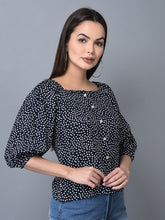Load image into Gallery viewer, Canoe Women Elasticated Neck &amp; Polk Dot Print Top
