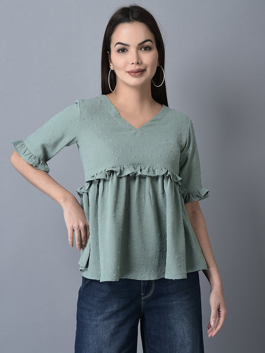 Canoe Women V-Neck Peplum Style Top