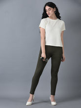 Load image into Gallery viewer, Canoe Women Smart Fit Olive Color Jeggings
