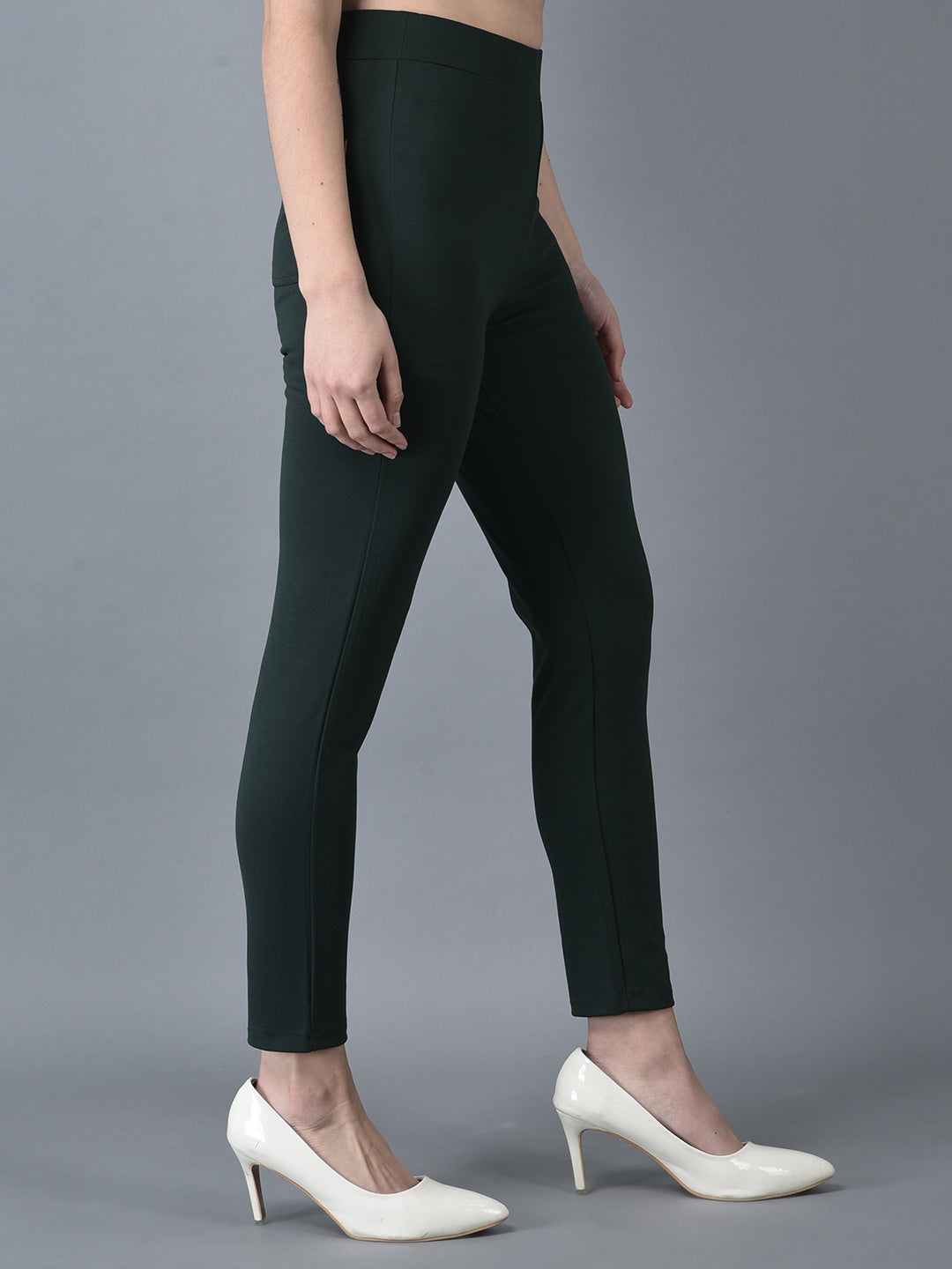 Canoe Women Abrasion-Free Green Color Jeggings