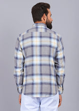 Load image into Gallery viewer, latest shirts for men, mens shirt, gents shirt, trending shirts for men, mens shirts online, low price shirting, men shirt style, new shirts for men, cotton shirt, full shirt for men, collection of shirts, checkered shirt, skyblue shirt, casual shirt, canoe
