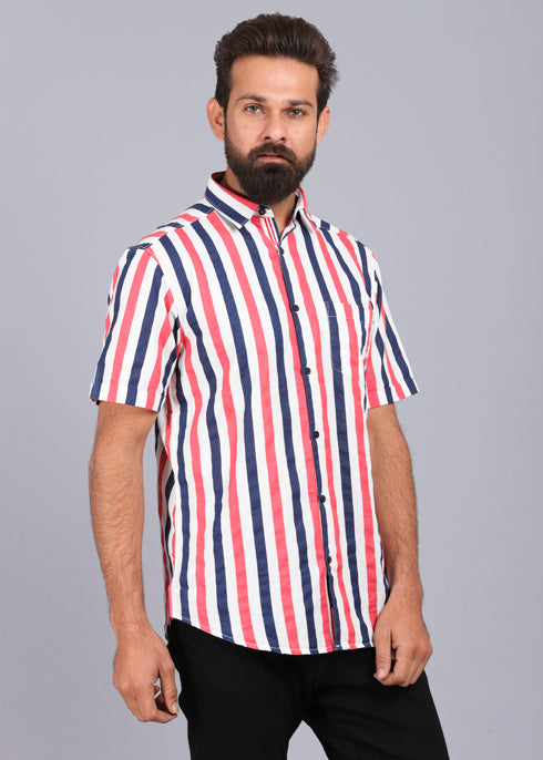 Smart Fit Casual Shirt 100% Cotton Red/Navy – CANOE TRENDS