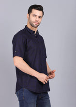 Load image into Gallery viewer, style shirt, half sleeve shirt, best casual shirts for men, latest shirts for men, mens shirt, gents shirt, trending shirts for men, mens shirts online, low price shirting, men shirt style, new shirts for men, cotton shirt, full shirt for men, collection of shirts, solid shirt, casual shirt, smart fit, navy blue shirt, urban shirt, canoe
