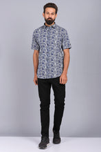 Load image into Gallery viewer, canoe half sleeve shirt, best casual shirts for men, latest shirts for men, mens shirt, gents shirt, trending shirts for men, mens shirts online, low price shirting, men shirt style, new shirts for men, cotton shirt, full shirt for men, collection of shirts, printed shirt, casual shirt, smart fit, blue shirt, urban shirt, grey shirt
