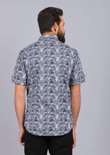 Load image into Gallery viewer,  half sleeve shirt, best casual shirts for men, latest shirts for men, mens shirt, gents shirt, trending shirts for men, mens shirts online, low price shirting, men shirt style, new shirts for men, cotton shirt, full shirt for men, collection of shirts, printed shirt, casual shirt, smart fit, blue shirt, urban shirt, grey shirt, canoe
