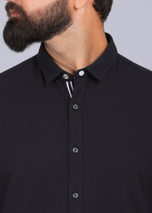 Urban Black ,Stripe Fabric Half Sleeves Shirt