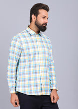 Load image into Gallery viewer,  full sleeve shirt, best casual shirts for men, latest shirts for men, mens shirt, gents shirt, trending shirts for men, mens shirts online, low price shirting, men shirt style, new shirts for men, cotton shirt, full shirt for men, collection of shirts, checkered shirt, canoe casual shirt, smart fit, yellow shirt
