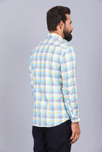 Load image into Gallery viewer,  full sleeve shirt, best casual shirts for men, latest shirts for men, mens shirt, gents shirt, trending shirts for men, mens shirts online, low price shirting, men shirt style, new shirts for men, cotton shirt, full shirt for men, collection of shirts, checkered shirt, casual shirt, smart fit, yellow shirt, canoe
