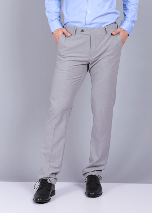 Spykar Men Light Grey Solid Slim Mid-Rise Trousers - v0501bb007lightgrey
