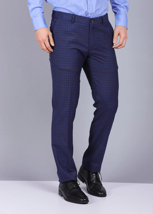 Buy Men Grey Slim Fit Checked Formal Trousers online  Looksgudin