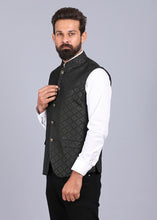 Load image into Gallery viewer, formal waist coat, latest waist coat for men, olive color waist coat, stylish waist coat, canoe 2022 waist coat styles, Jacquard waist coat for men, mens waist coat
