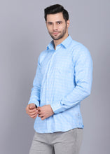 Load image into Gallery viewer, best formal shirts for men, latest shirts for men, mens shirt, gents shirt, trending shirts for men, mens shirts online, low price shirting, men shirt style, new shirts for men, cotton shirt, full shirt for men, collection of shirts, checkered shirt, formal shirt, smart fit shirt, full sleeve shirt, blue shirt, party shirt, office shirts, canoe
