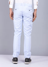 Load image into Gallery viewer, sky blue trousers, gents trouser, trouser pants for men, casual trouser, men trouser, gents pants, men&#39;s casual trousers, trending men trouser, canoe
