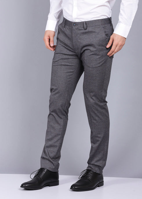 BASICS TAPERED FIT GREY VIOLET STRETCH KNIT TROUSERS22BTR49381
