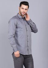 Load image into Gallery viewer, best formal shirts for men, latest shirts for men, mens shirt, gents shirt, trending shirts for men, mens shirts online, low price shirting, men shirt style, new shirts for men, cotton shirt, full shirt for men, collection of shirts, solid shirt, formal shirt, smart fit shirt, full sleeve shirt, grey shirt, party shirt, office shirts, canoe
