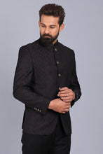 Load image into Gallery viewer, canoe formal Bandhgala for men, bandhgala style, wine color bandhgala, bandhgala coat, knitted bandhgala, latest bandhgala style 2022
