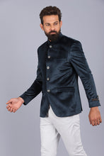 Load image into Gallery viewer, formal Bandhgala for men, bandhgala style, bottle green color bandhgala, bandhgala coat, velvet bandhgala, latest bandhgala style 2022, canoe
