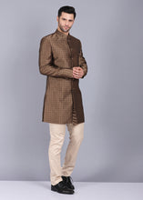 Load image into Gallery viewer, men indo western, indo western dress for men, indo western kurta for men, indo western for groom, indo western wear for men, indowestern kurta,  morgan brown indo western, indo western outfits mens, indo western for men wedding, printed indo western, canoe
