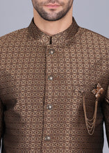 Load image into Gallery viewer, canoe men indo western, indo western dress for men, indo western kurta for men, indo western for groom, indo western wear for men, indowestern kurta,  morgan brown indo western, indo western outfits mens, indo western for men wedding, printed indo western
