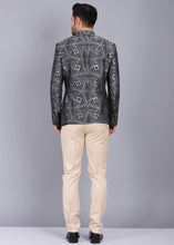 Load image into Gallery viewer, formal Bandhgala for men, bandhgala style, grey color bandhgala, bandhgala coat, printed bandhgala, latest bandhgala style 2022, canoe
