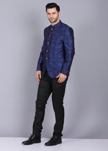 Load image into Gallery viewer, formal Bandhgala for men, bandhgala style, blue color bandhgala, canoe bandhgala coat, printed bandhgala, latest bandhgala style 2022
