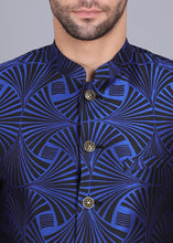 Load image into Gallery viewer, formal Bandhgala for men, bandhgala style, blue color bandhgala, bandhgala coat, printed bandhgala, latest bandhgala style 2022, canoe
