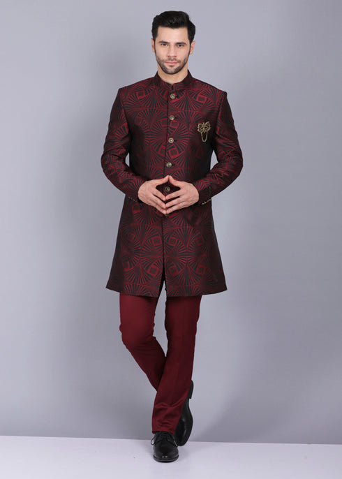 canoe men indo western, indo western dress for men, indo western kurta for men, indo western for groom, indo western wear for men, indowestern kurta,  lotus red indo western, indo western outfits mens, indo western for men wedding, printed indo western